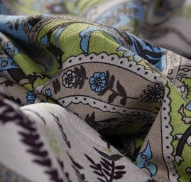 Úplet motiv paisley zelenohnědý