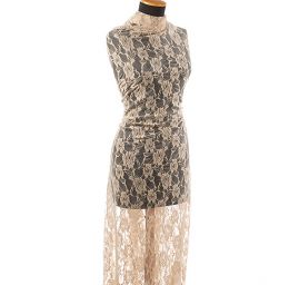 Pružná krajka květy barva bílá káva