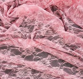 Pružná krajka květy pastel růžová