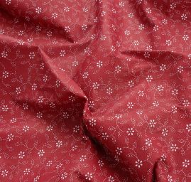 Bavlněná látka modrotisk lístečky kytička vínová