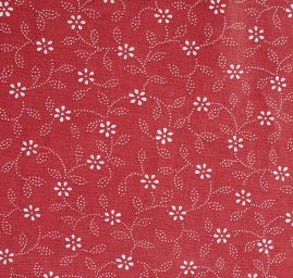 Bavlněná látka modrotisk lístečky kytička vínová