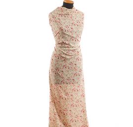 Viskozová letní látka kytičkový motiv smetanová