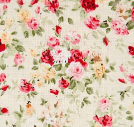 Viskozová letní látka kytičkový motiv smetanová