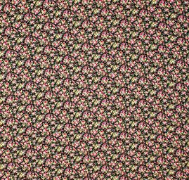 Viskozová letní látka kytičkový motiv černá