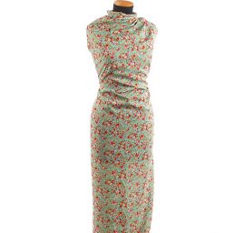 Viskozová letní látka kytičkový motiv tyrkysová