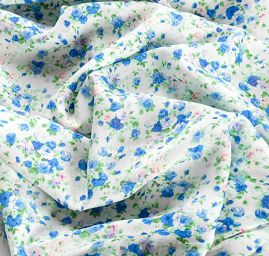 Viskozová letní látka květinový motiv slonová kost