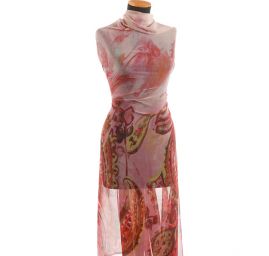 Šifon jemný paisley motiv bordura pastel vínový