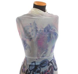 Šifon jemný paisley motiv bordura modrofialový