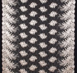 Krajka efektní výšivka na tylu zlatá