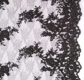 Efektní krajka výšivka na tylu černá