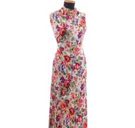 Viskozový úplet květinový motiv smetanový II.jakost