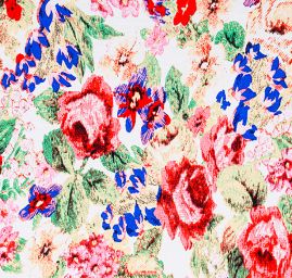 Viskozový úplet květinový motiv smetanový II.jakost