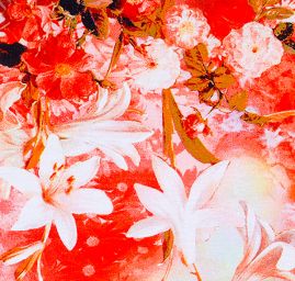 Viskozový úplet květinový motiv červený