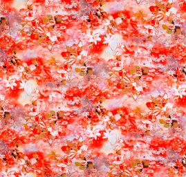 Viskozový úplet květinový motiv červený