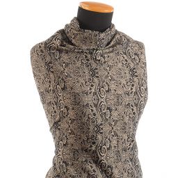 Žakárová pružná látka romantický vzor béžová/hnědá