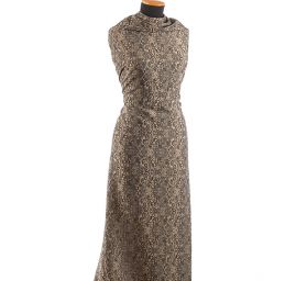 Žakárová pružná látka romantický vzor béžová/hnědá