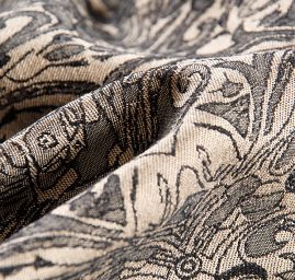 Žakárová pružná látka romantický vzor béžová/hnědá