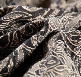 Žakárová pružná látka romantický vzor béžová/hnědá