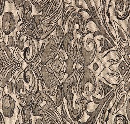 Žakárová pružná látka romantický vzor béžová/hnědá