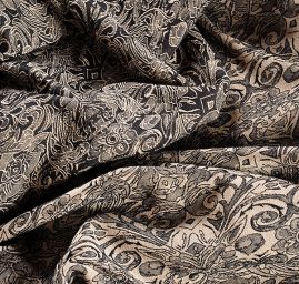 Žakárová pružná látka romantický vzor béžová/hnědá