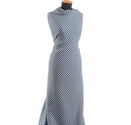 Žakárová pružná látka vzor kostky modrá