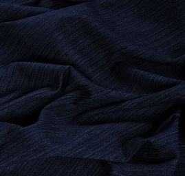 Riflovina pružná plastický motiv proužků modrý melír