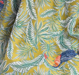 Látka retro vzor papoušek/tukan