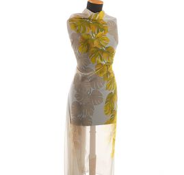 Šifon jemný motiv listů