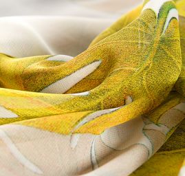 Šifon jemný motiv listů