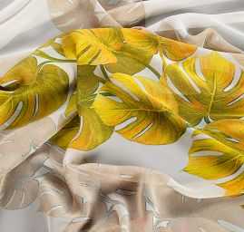 Šifon jemný motiv listů