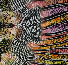 Šifon jemný zvířecí motiv fialovožlutý