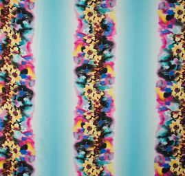 Jemný šifon vzor rozpité květy blankytně modrý