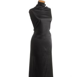 Pružný taftový satén černý pololesk