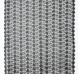 Krajka výšivka na tylu růže černá