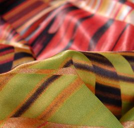 Satén abstraktní vzor fantazie barev žlutozelený 