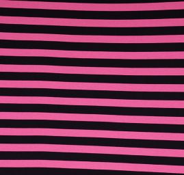 Úplet vzor proužek neon růžový/černá