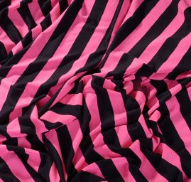 Úplet vzor proužek neon růžový/černá