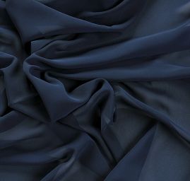 Šifon jednobarevný hladký tmavě modrý