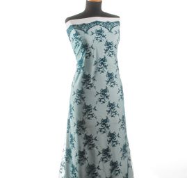 Krajka na tylu tyrkysová výšivka květin