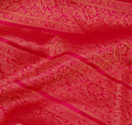 Vyšívaná taftová metráž fuchsie zlaté pruhy