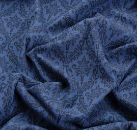 Žakárová látka ornament tm.modrá
