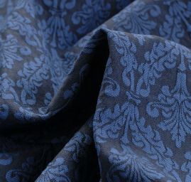 Žakárová látka ornament tm.modrá