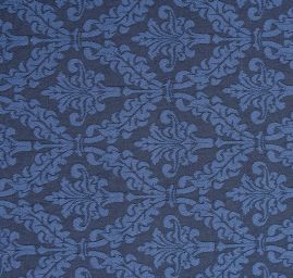 Žakárová látka ornament tm.modrá