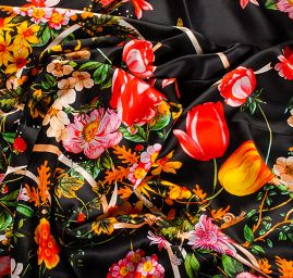 Imitace hedvábí digitální tisk černá