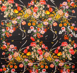 Imitace hedvábí digitální tisk černá