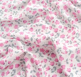 Viskozová šatová látka drobné květy pastel růžová