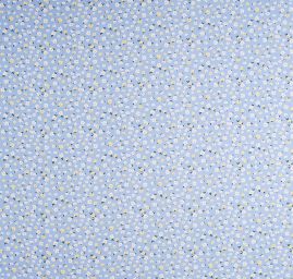 Viskozová šatová látka květy žlutobílé na modré