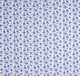 Viskozová šatová látka folklórní květy v modrobílé