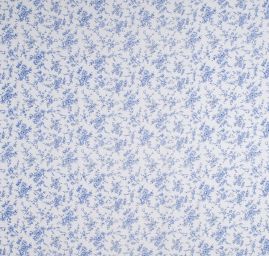 Viskozová šatová látka květy v modrobílé