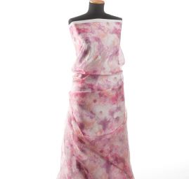 Organza tisk květin růžová/fialová